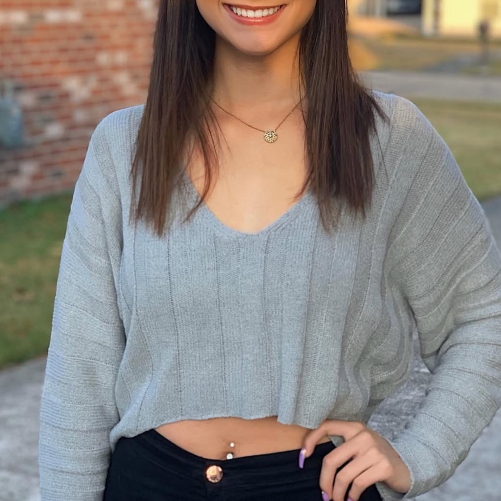 Forever 21 Light Gray Knit Cropped Top